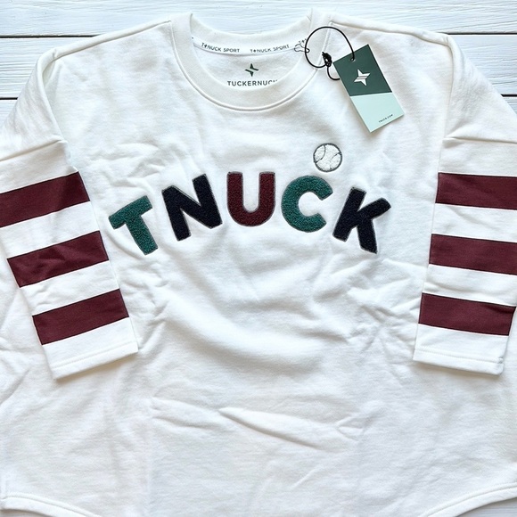 NWT Tuckernuck Sport Fleece Varsity Pullover White size XS/S - Picture 6 of 16